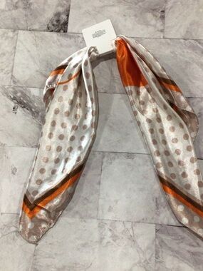 Silky Polka Dot Orange Accent Scarf - Women Accessories